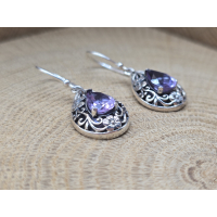 Echt zilveren oorbel hangers met Amethist 